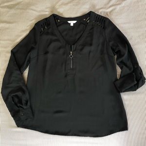 Candies Black Zip Blouse NWOT